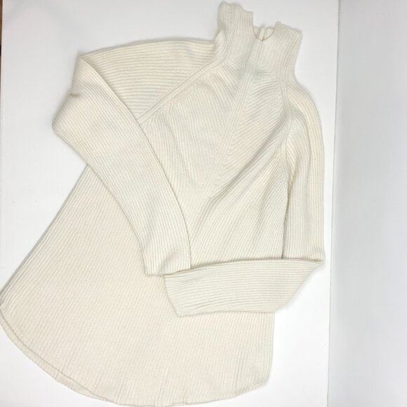 Theory Moving Rib 100% Cashmere Sweater Oversized Cream Sz L - Picture 11 of 16